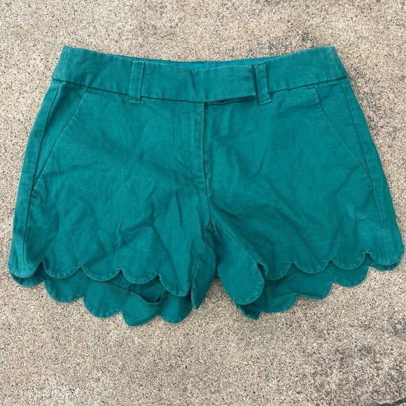 J. Crew dark green scalloped shorts Size: 00 - Picture 6 of 6